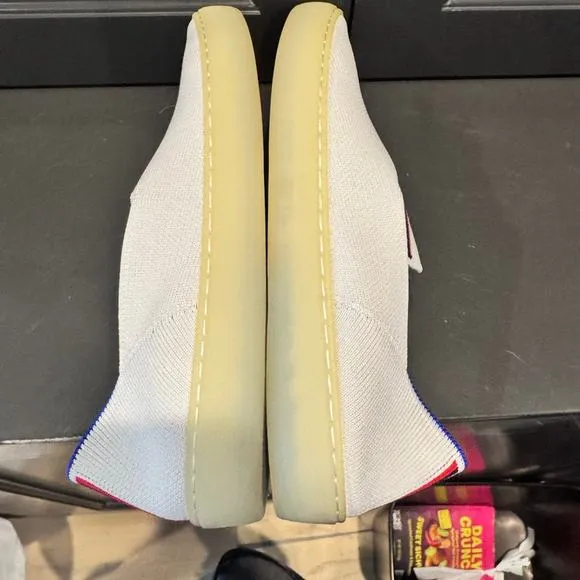 Rothys x Evian Shoes White Red Stripe Slip On Recycled Collection Size 10
