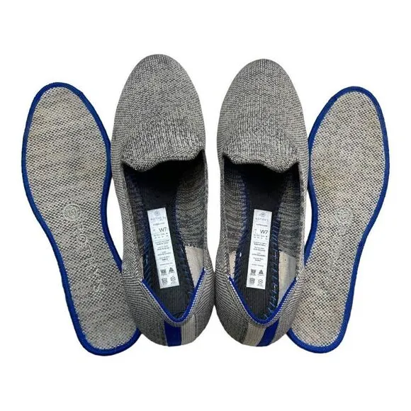 Rothy's Loafer Flat Shoes Women's 7 Heather Grey Slip-On Round Toe Low Top