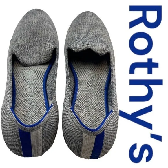 Rothy's Loafer Flat Shoes Women's 7 Heather Grey Slip-On Round Toe Low Top