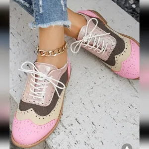 Round Toe Flats Color Block Loafers