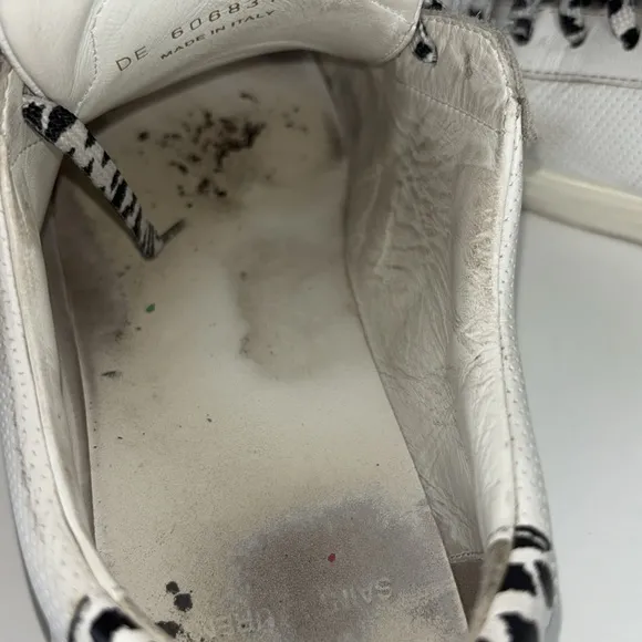 Saint Laurent White and Black Andy Perforated Sneakers Minimalist Design 40