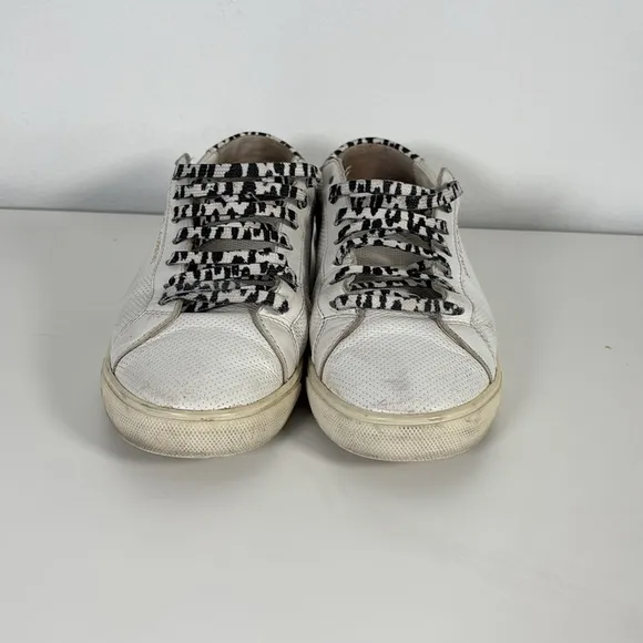 Saint Laurent White and Black Andy Perforated Sneakers Minimalist Design 40