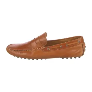 SAKS FIFTH AVENUE Men’s Brown Leather Driving Loafers Slip-on Shoes Moccasins