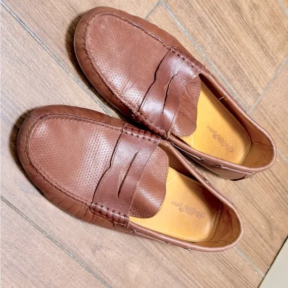 SAKS FIFTH AVENUE Men’s Brown Leather Driving Loafers Slip-on Shoes Moccasins