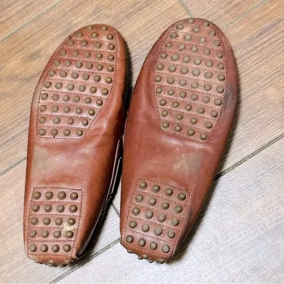 SAKS FIFTH AVENUE Men’s Brown Leather Driving Loafers Slip-on Shoes Moccasins
