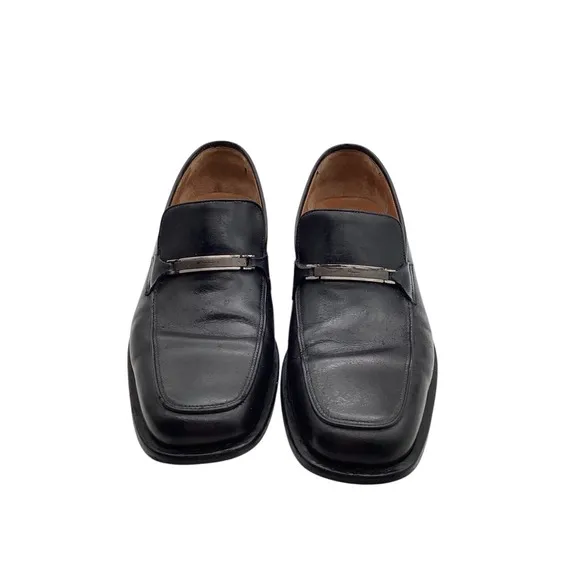 Salvatore Ferragamo 9EE  BLK. Leather Loafer Slip on Dress Shoes ITALY