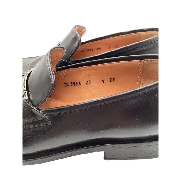 Salvatore Ferragamo 9EE  BLK. Leather Loafer Slip on Dress Shoes ITALY