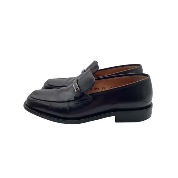 Salvatore Ferragamo 9EE  BLK. Leather Loafer Slip on Dress Shoes ITALY
