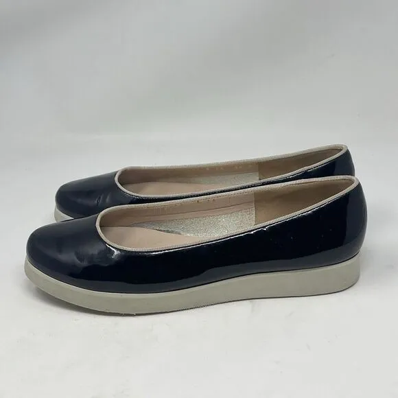 Salvatore Ferragamo Ballerina Flats Womens 5.5 B Black Patent Leather Slip On