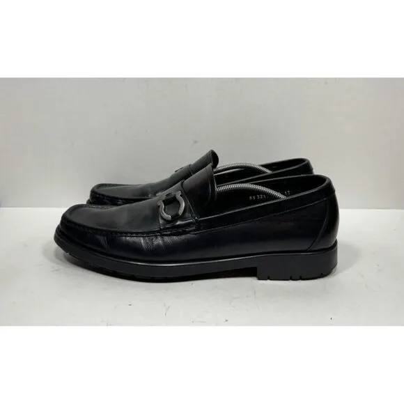 Salvatore Ferragamo Black Leather Gancini Loafers Men’s Size 13 D Shoes