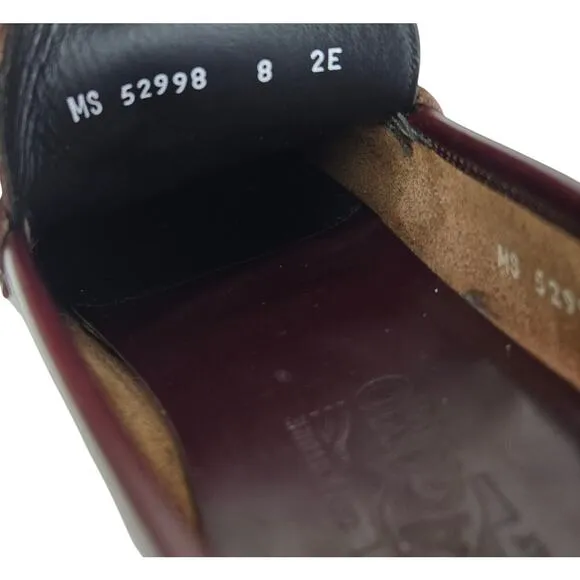 SALVATORE FERRAGAMO GRANDIOSO Gancini Bit Loafer Shoes Cherry Leather SZ 8 #882
