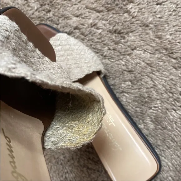Salvatore Ferragamo Italy Tan Woven Slides Sandals Shoes Wedge Platform