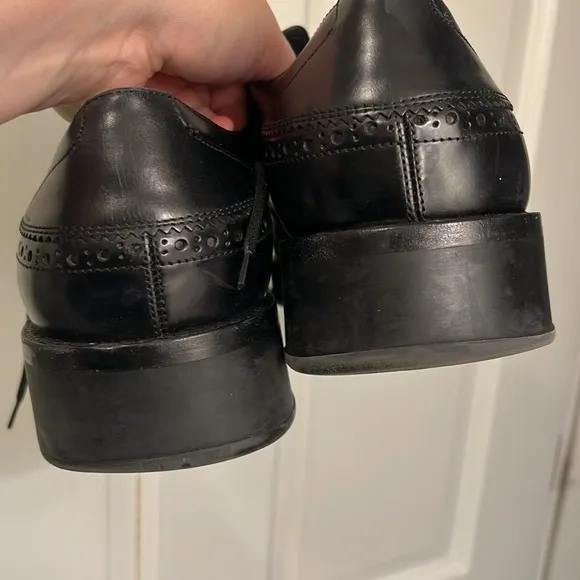 Salvatore Ferragamo leather Black Men's Dress Shoes/loafers Sz 10 made in Italy