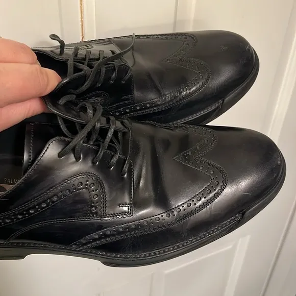 Salvatore Ferragamo leather Black Men's Dress Shoes/loafers Sz 10 made in Italy