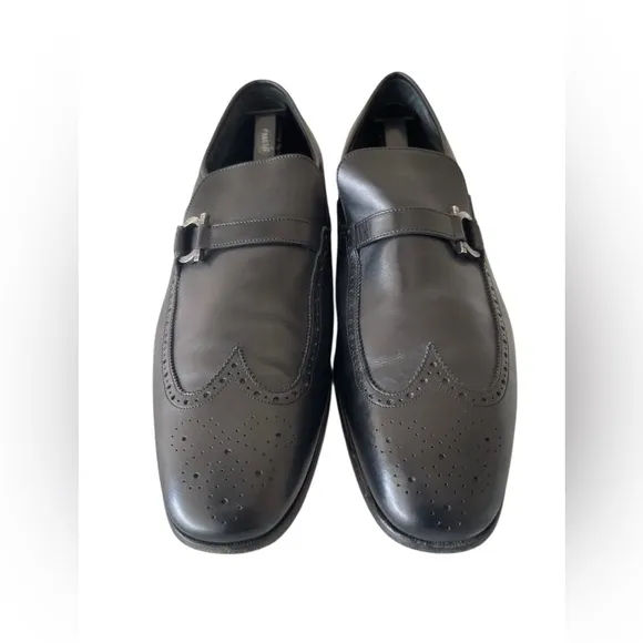 SALVATORE FERRAGAMO PLINIO Nero Calf Leather Shoes Size 12 D