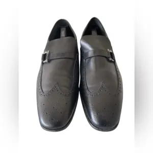 SALVATORE FERRAGAMO PLINIO Nero Calf Leather Shoes Size 12 D