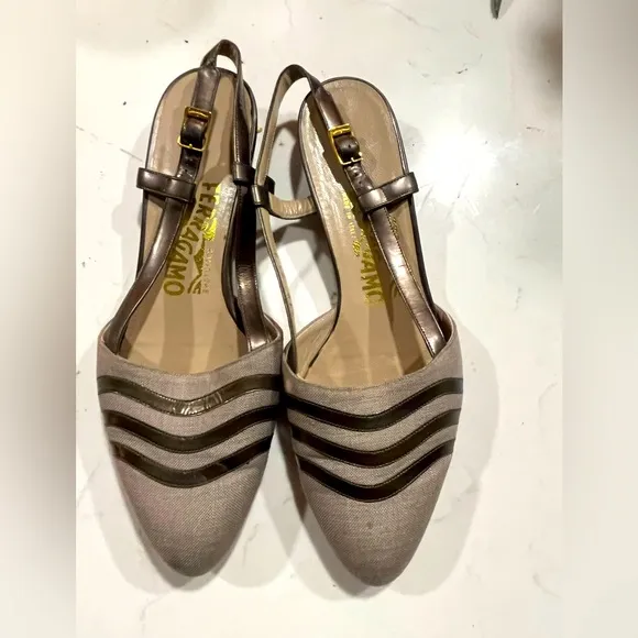 Salvatore Ferragamo Fimona Slingback Sandals Shoes Size 7.5 B