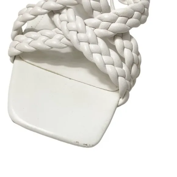 SAM EDELMAN Marjorie Sandals Heels Bright White Braided Leather Straps