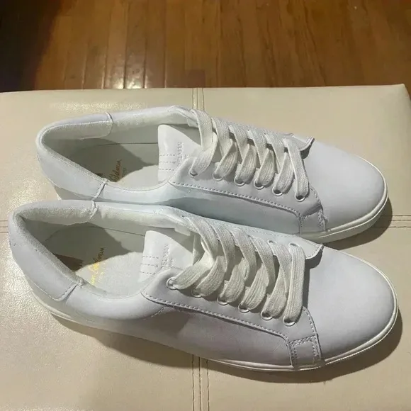 Sam Edelman Sz 9M Leather Ethyl Sneakers Lace Up Women's White Low Top Shoes