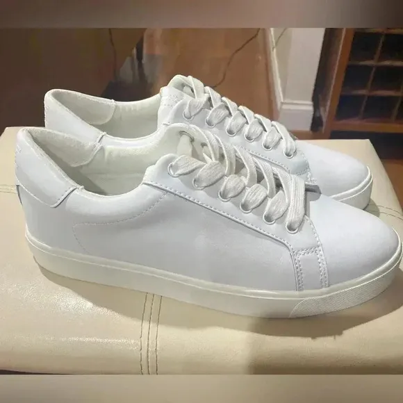 Sam Edelman Sz 9M Leather Ethyl Sneakers Lace Up Women's White Low Top Shoes