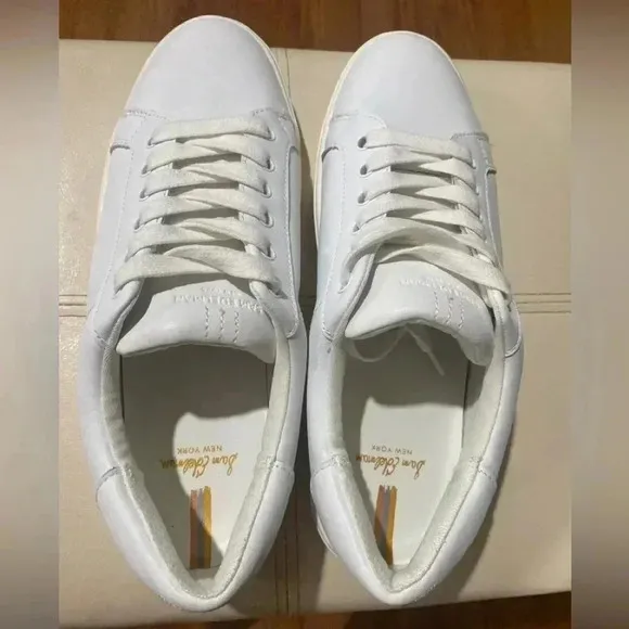Sam Edelman Sz 9M Leather Ethyl Sneakers Lace Up Women's White Low Top Shoes