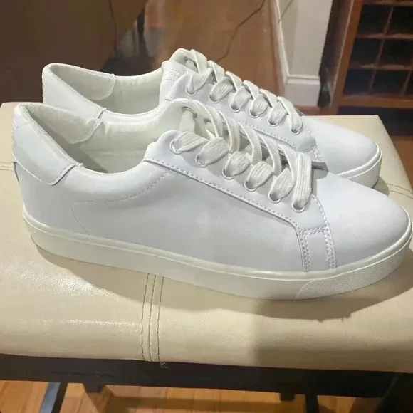 Sam Edelman Sz 9M Leather Ethyl Sneakers Lace Up Women's White Low Top Shoes