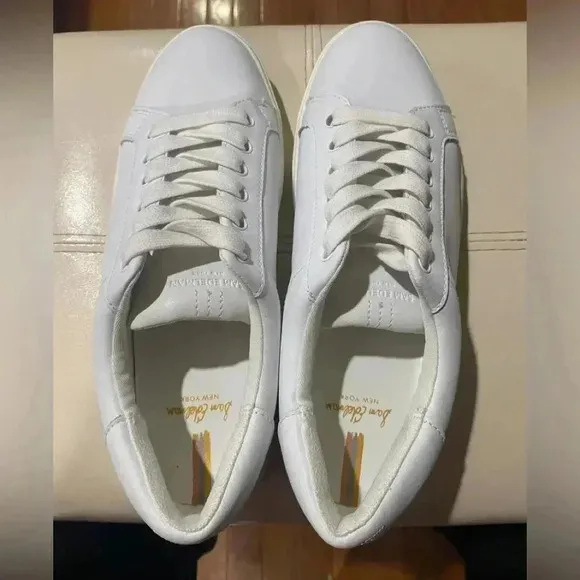 Sam Edelman Sz 9M Leather Ethyl Sneakers Lace Up Women's White Low Top Shoes
