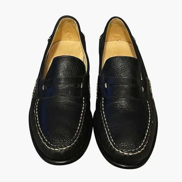 Sandro Mens 12 Handsewn LUXURY Leather Penny Loafers Slip On Shoes Comfort Black