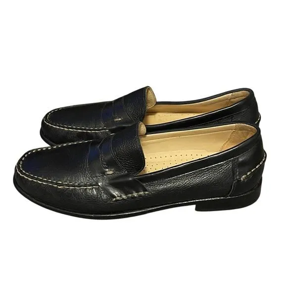 Sandro Mens 12 Handsewn LUXURY Leather Penny Loafers Slip On Shoes Comfort Black