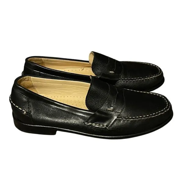 Sandro Mens 12 Handsewn LUXURY Leather Penny Loafers Slip On Shoes Comfort Black