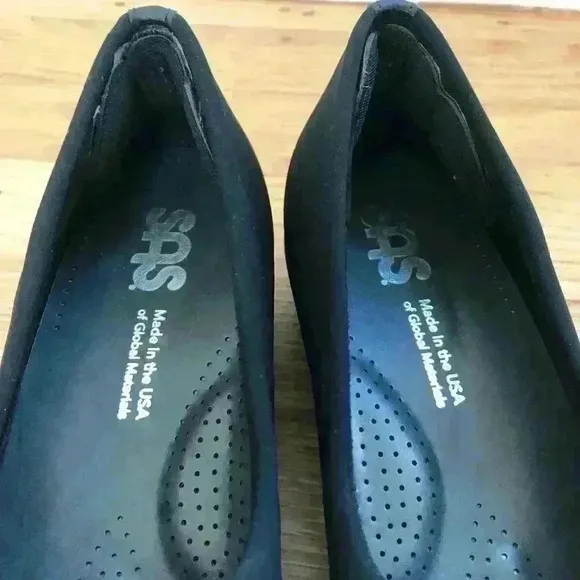 SAS Bliss Slip On Wedge Black Shoes Size 9.5