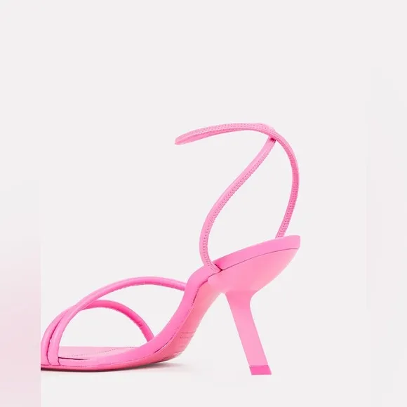 Schutz Shalla Angled-Heel Sandals in Hot Pink Size 10B.