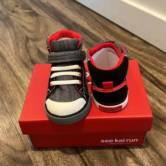 See Kai run Dane grey/denim black high top shoes