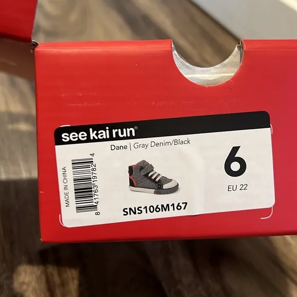 See Kai run Dane grey/denim black high top shoes