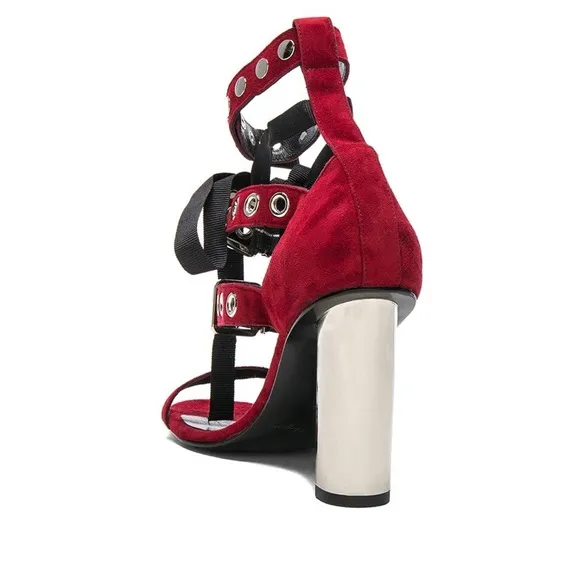 Self-Portrait x Robert Clergerie Leyla Suede Sandals in Red