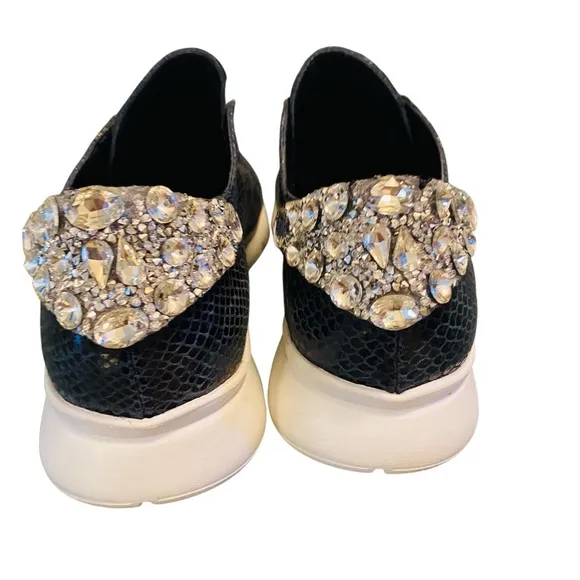 SESTO MEUCCI Cupid (Denim Dylan/Black Nappa) Women's Shoes Rhinestone