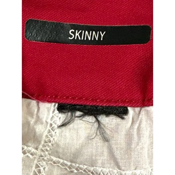 Seven7 High Rise Skinny Jeans Bold Red Stretch Denim Slim Fit Trendy Color Sz 6