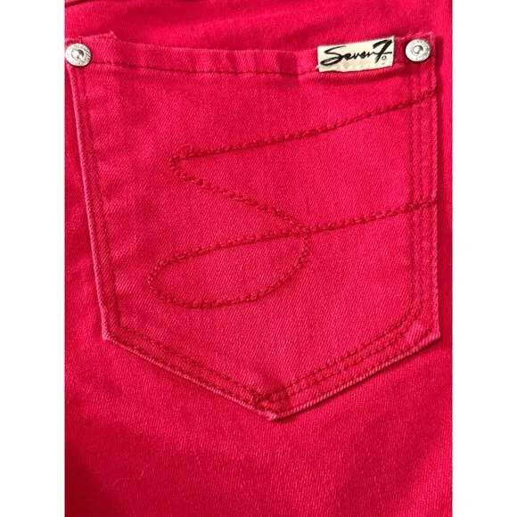 Seven7 High Rise Skinny Jeans Bold Red Stretch Denim Slim Fit Trendy Color Sz 6
