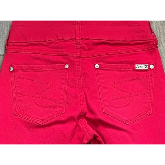 Seven7 High Rise Skinny Jeans Bold Red Stretch Denim Slim Fit Trendy Color Sz 6