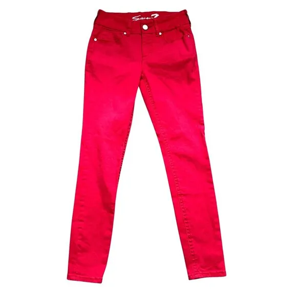 Seven7 High Rise Skinny Jeans Bold Red Stretch Denim Slim Fit Trendy Color Sz 6