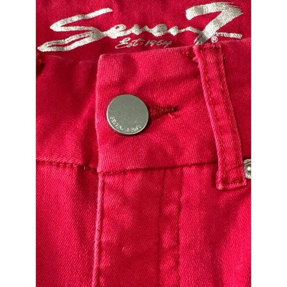 Seven7 High Rise Skinny Jeans Bold Red Stretch Denim Slim Fit Trendy Color Sz 6