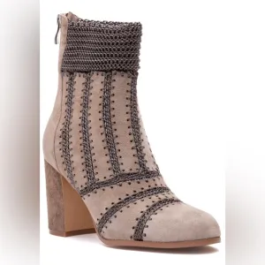 Silent D WASHER BOOT TAUPE SUEDE Lace-Up Boots Anthropologie crochet Lace-Up