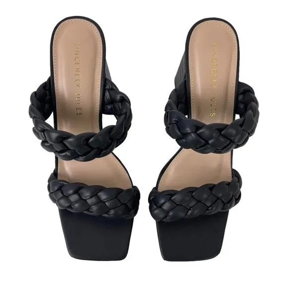 Sincerely Jules Black Platform Aurora Braided Straps Block Heel Sandals Size 10M