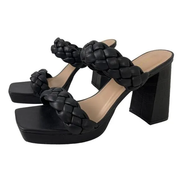 Sincerely Jules Black Platform Aurora Braided Straps Block Heel Sandals Size 10M