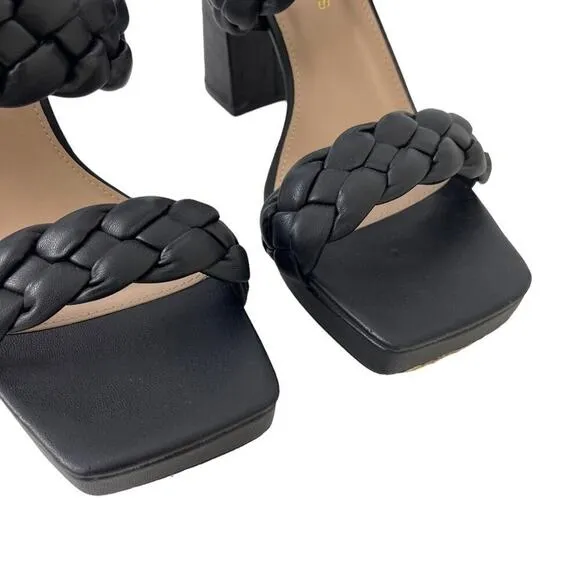 Sincerely Jules Black Platform Aurora Braided Straps Block Heel Sandals Size 10M