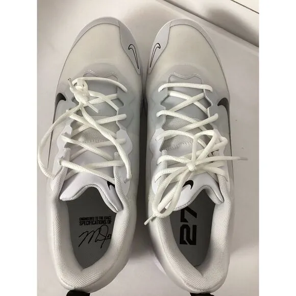 Size 14 - Nike Force Zoom Trout 9 White Black Men's Athletic Shoes Sports Cleats