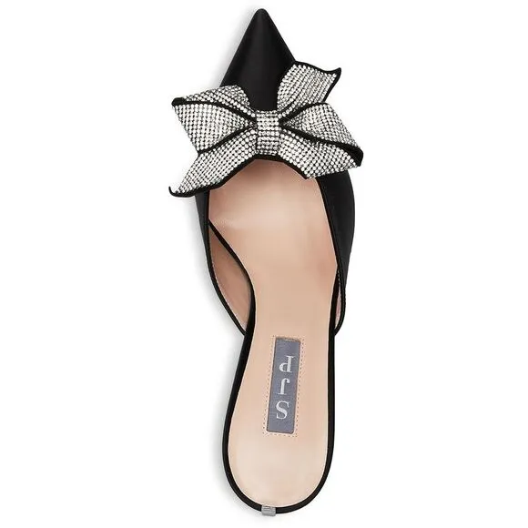 SJP by Sarah Jessica Parker Womens Paley Black Satin Slip On Mules Shoes New