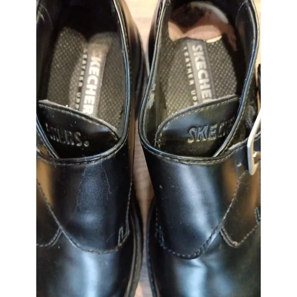Skechers 90's  Chunky Black Leather‎ Slip On Buck lShoes Chukkas Men’s Size 9.5
