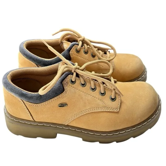 Skechers Chunky Lug Sole Oxfords Womens Shoe Sz 7.5   Grunge Tan Leather Y2K 90s