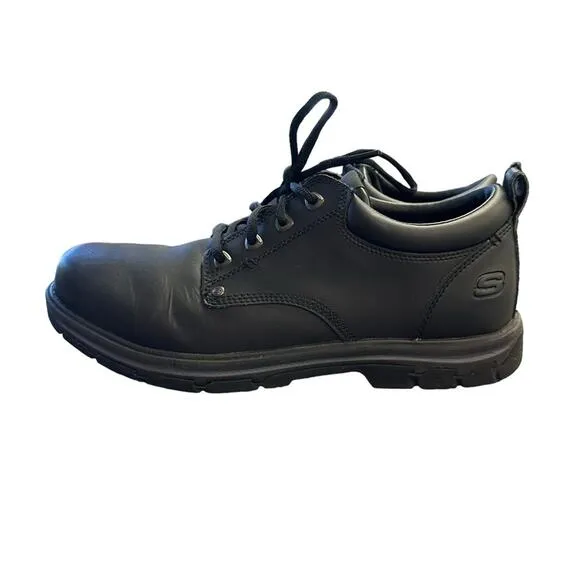 Skechers Rilar Lace Up Plain Toe Casual Shoes Size 12 Black Relaxed Fit